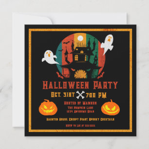 Grunge Spuk House Halloween Einladung