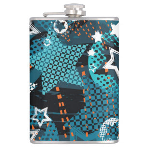 Grunge-Star-Muster, spielerisches Kinderdesign. Flachmann