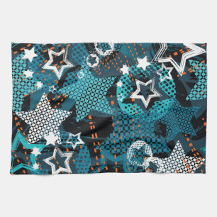 Grunge-Star-Muster, spielerisches Kinderdesign. Geschirrtuch