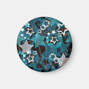 Grunge-Star-Muster, spielerisches Kinderdesign. Magnet