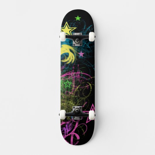 Grunge Stars mehrfarbiges Skateboard (Vorderseite)