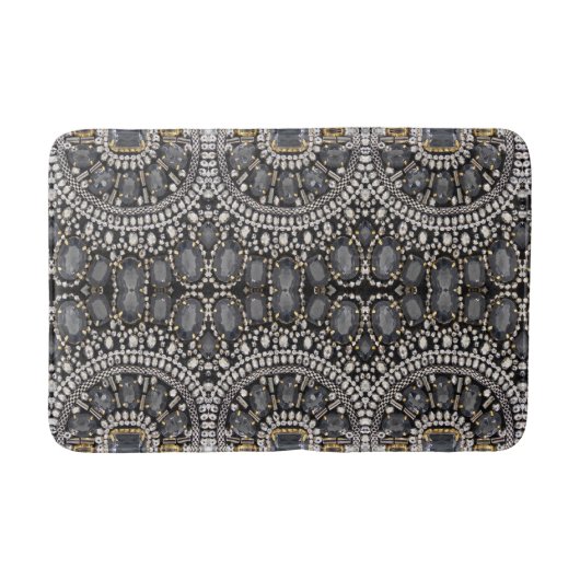 grunge steampunk art Deko schwarz silber bohemian Badematte (Vorderseite)