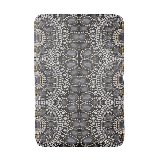 grunge steampunk art Deko schwarz silber bohemian Badematte (Vorderseite Vertikal)