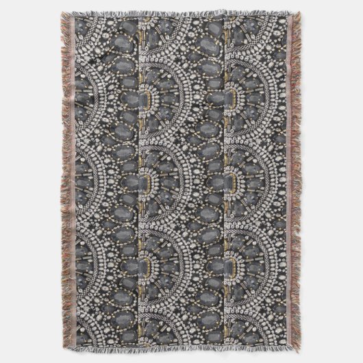 grunge steampunk art Deko schwarz silber bohemian Decke (Vorderseite Vertikal)
