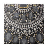 grunge steampunk art Deko schwarz silber bohemian Fliese (Vorderseite)