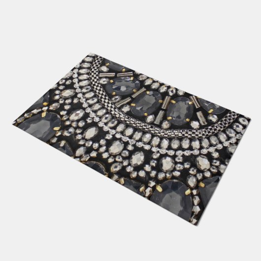 grunge steampunk art Deko schwarz silber bohemian Fußmatte (Schrägansicht)