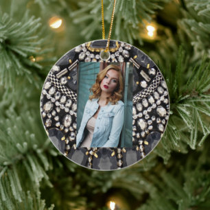 grunge steampunk art Deko schwarz silber bohemian Keramik Ornament