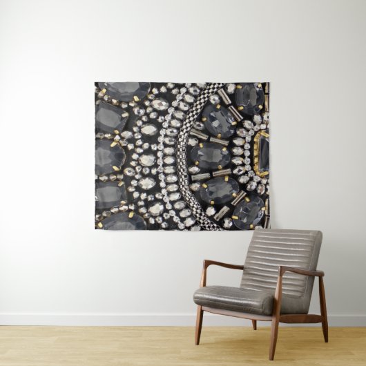 grunge steampunk art Deko schwarz silber bohemian Wandteppich (Beispiel (Horizontal))