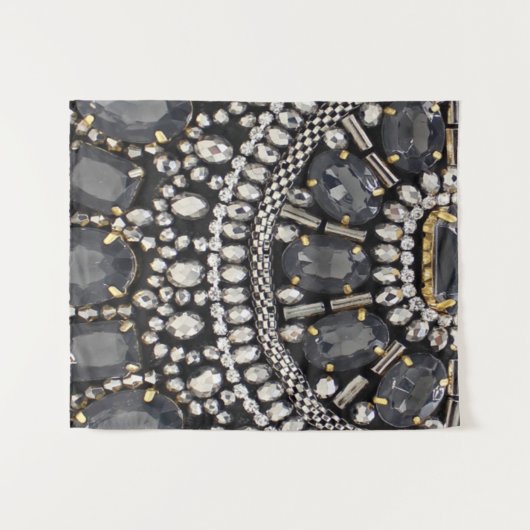 grunge steampunk art Deko schwarz silber bohemian Wandteppich (Vorderseite (Horizontal))