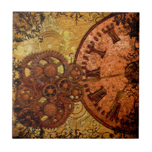 Grunge Steampunk Ausstattung und Uhr Fliese