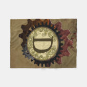 Grunge Steampunk Gears Monogram Letter D Fleecedecke (Vorderseite (Horizontal))