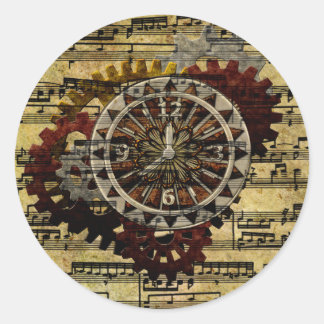 Grunge Steampunk Uhren und Gears Runder Aufkleber