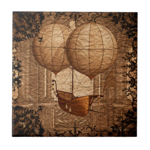 Grunge-Steampunk-Victorian-Luftschiff Fliese