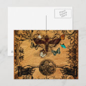Grunge Steampunk Viktorianisch Butterfly Postkarte (Vorne/Hinten)