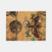 Grunge Steampunk viktorianischer Schmetterling Fleecedecke (Vorderseite (Horizontal))