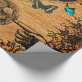 Grunge Steampunk viktorianischer Schmetterling Geschenkpapier (Ecke)