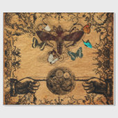 Grunge Steampunk viktorianischer Schmetterling Geschenkpapier (Flach)