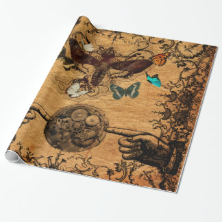 Grunge Steampunk viktorianischer Schmetterling Geschenkpapier