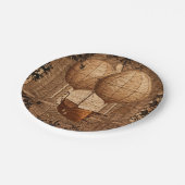 Grunge Steampunk viktorianisches Luftschiff Pappteller (Schrägansicht)