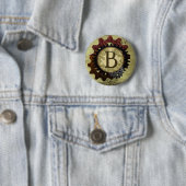 Grunge-Steampunk-Zahnräder Monogramm Buchstabe B Button (Beispiel)