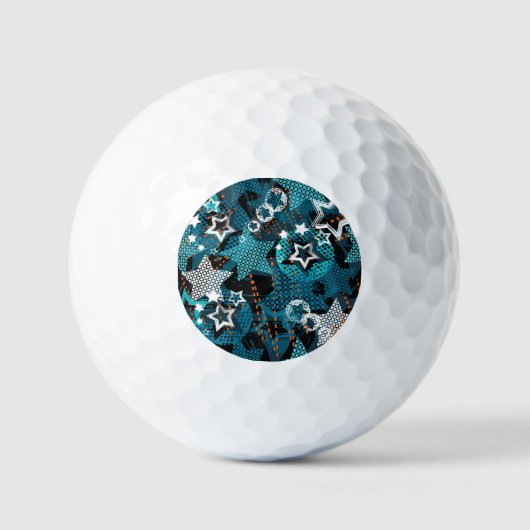 Grunge Sternmuster, spielerisches Kinderdesign. Golfball (Vorderseite)
