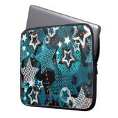 Grunge Sternmuster, spielerisches Kinderdesign. Laptopschutzhülle (Vorderseite Links)