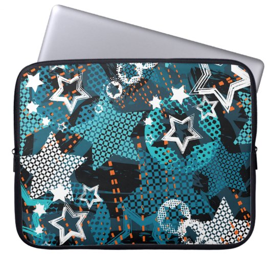 Grunge Sternmuster, spielerisches Kinderdesign. Laptopschutzhülle (Vorderseite)