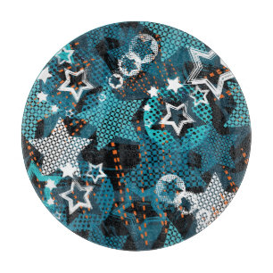 Grunge Sternmuster, spielerisches Kinderdesign. Schneidebrett