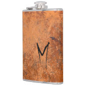 Grunge Stielleder Monogramm Flachmann (Links)