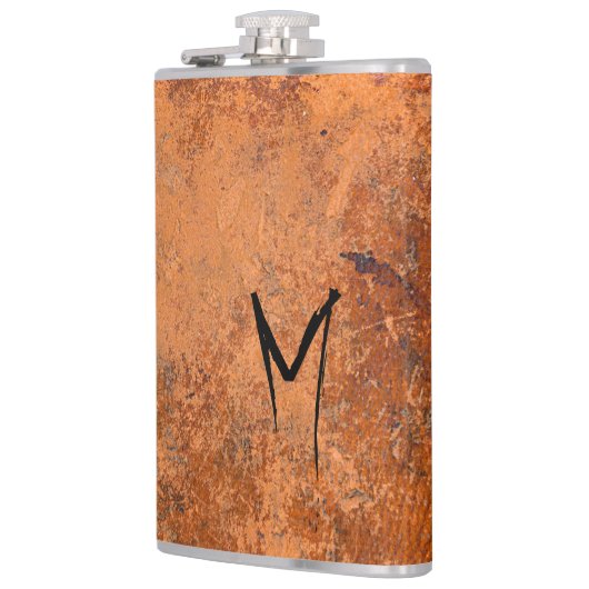 Grunge Stielleder Monogramm Flachmann (Links)