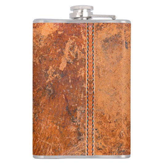 Grunge Stielleder Monogramm Flachmann (Rückseite)