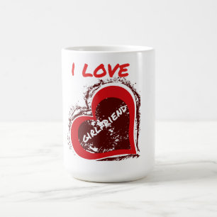 Grunge-Stil Ich liebe meine Freundin Herz-Design Kaffeetasse