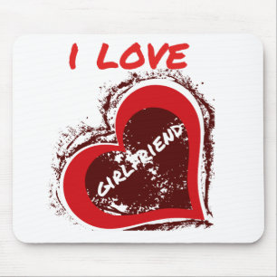 Grunge-Stil Ich liebe meine Freundin Herz-Design Mousepad