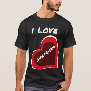 Grunge-Stil Ich liebe meine Freundin Herz-Design T-Shirt