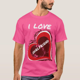 Grunge-Stil Ich liebe meine Freundin Herz-Design T-Shirt
