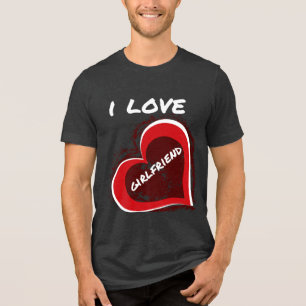 Grunge-Stil Ich liebe meine Freundin Herz-Design Tri-Blend Shirt