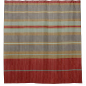 Grunge Strip Modern Red Caramel Green Duschvorhang (Vorderseite)