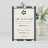 Grunge Stripes Bar Mitzvah Empfang Einladung (Stehend Vorderseite)