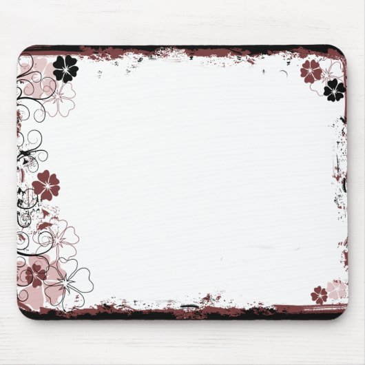 Grunge-Strudel-Blumen Mousepad Rot (Vorne)