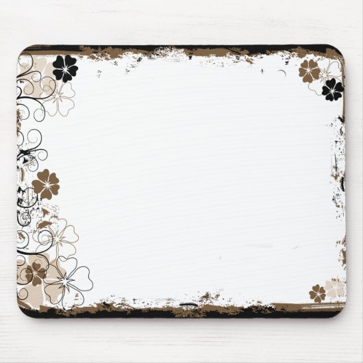 Grunge-Strudel-Blumen Mousepad Sepia (Vorne)