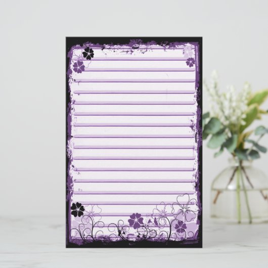 Grunge-Strudel-Blumen zeichneten Briefpapier (Stehend Vorderseite)