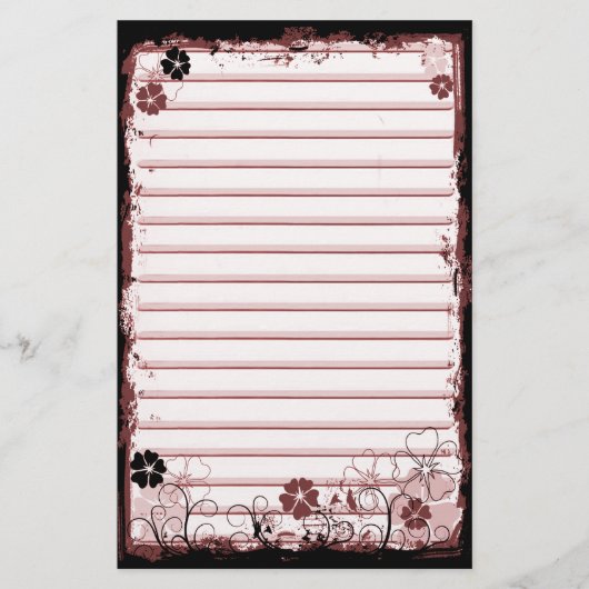 Grunge-Strudel-Blumen zeichneten Briefpapier (Vorderseite)