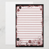 Grunge-Strudel-Blumen zeichneten Briefpapier (Vorne/Hinten)