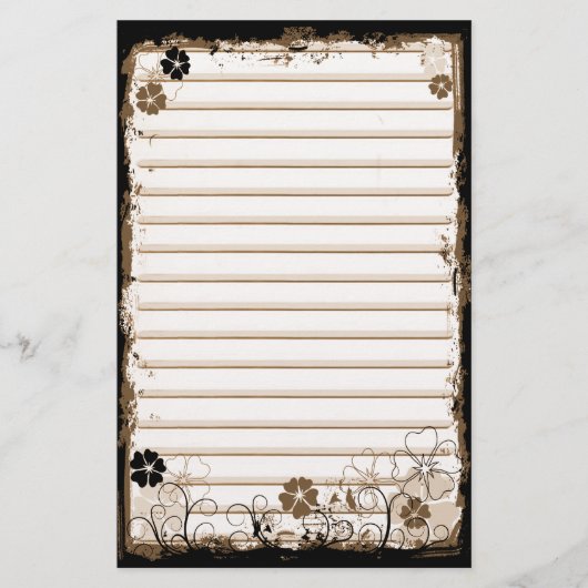 Grunge-Strudel-Blumen zeichneten Briefpapier (Vorderseite)