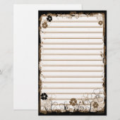 Grunge-Strudel-Blumen zeichneten Briefpapier (Vorne/Hinten)