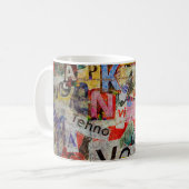 Grunge-strukturierte Hintergrundgestaltung mit alt Kaffeetasse (Vorderseite Links)