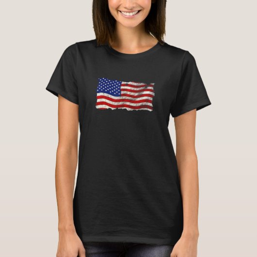 Grunge Style American Flag 4th Of July Patriotic M T-Shirt (Vorderseite)