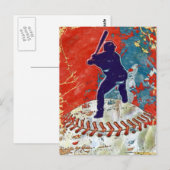 Grunge Style Baseball Design Postkarte (Vorne/Hinten)