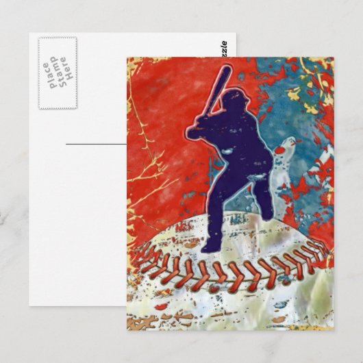 Grunge Style Baseball Design Postkarte (Vorne/Hinten)