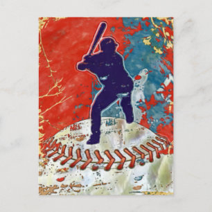 Grunge Style Baseball Design Postkarte